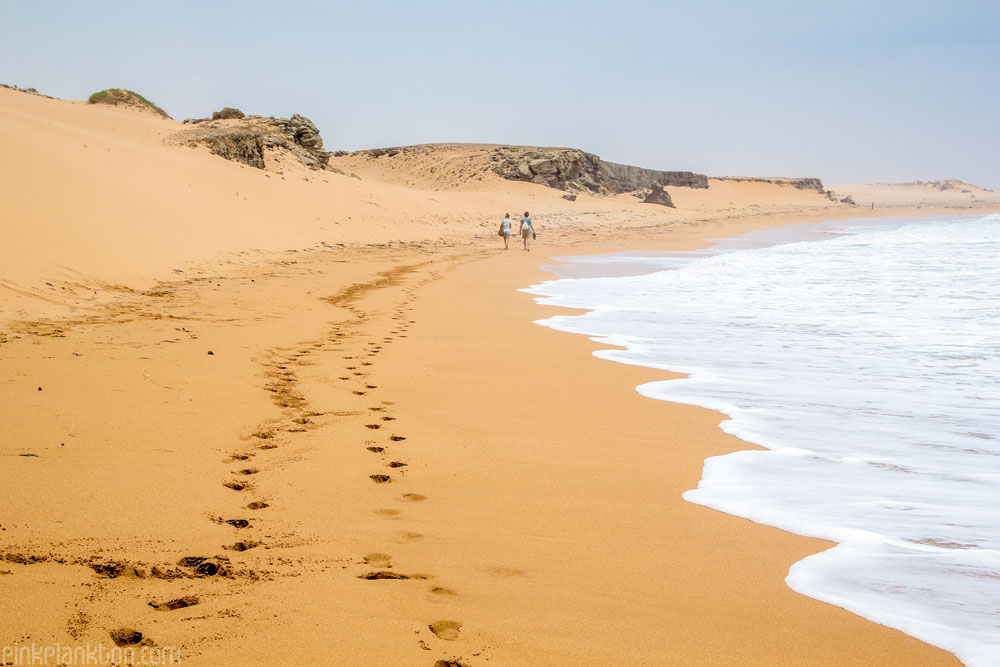 red sand dunes and beach at Punta Gallinas, Colombia