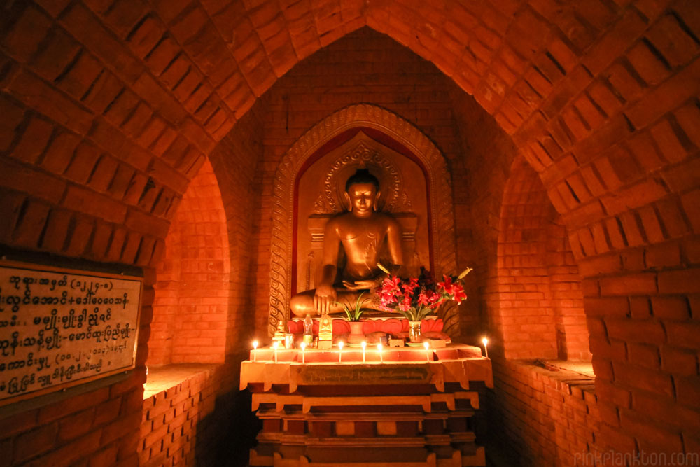 ruins temple in Bagan lit by candle light
