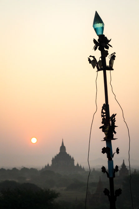 sunrise over temples in Bagan, Myanmar