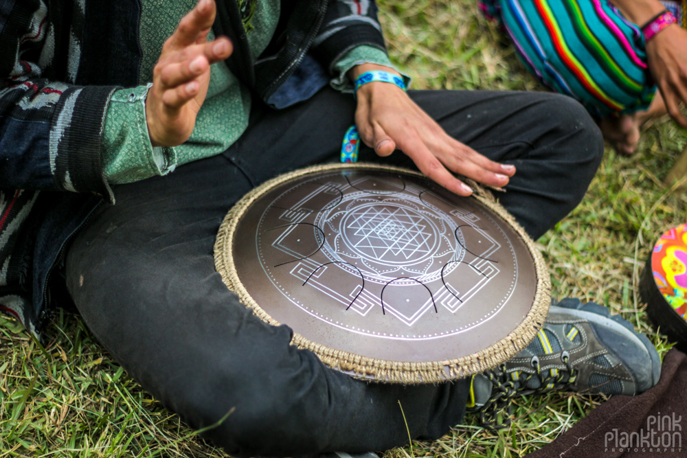 handpan with psychedelic pattern