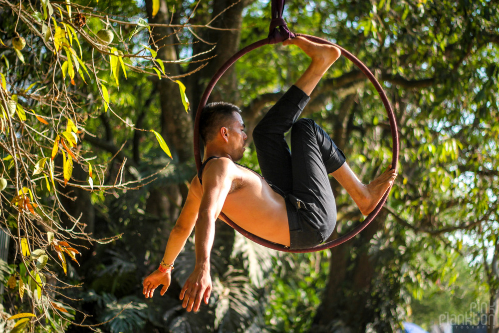 Festival Ometeotl acrobatic hooper inside hoop