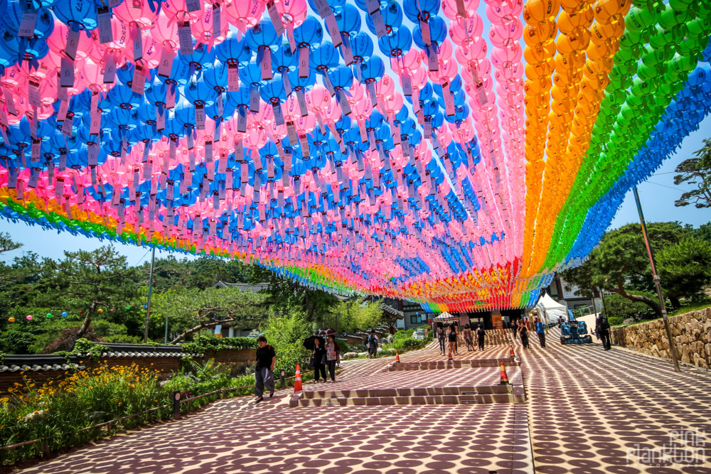 colorful lanterns at Jogyesa Temple in Seoul, South Korea