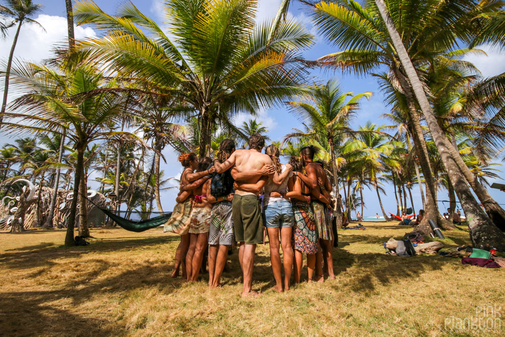 group hugging at Tribal Gathering Festival in Panama