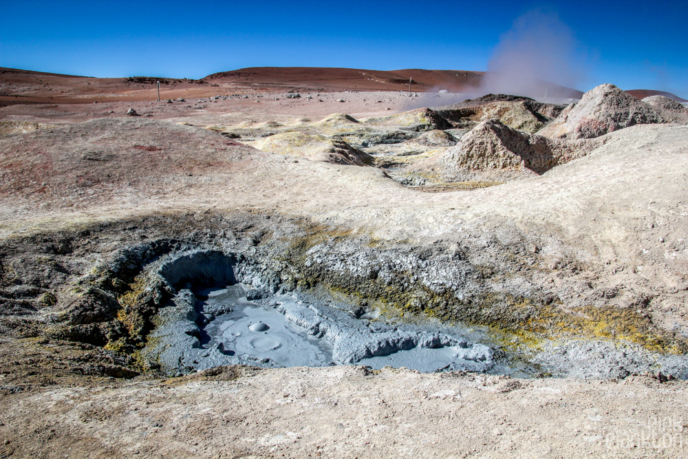 bubbling mud at Bolivia's Sol de Mañana geothermal volcanic area