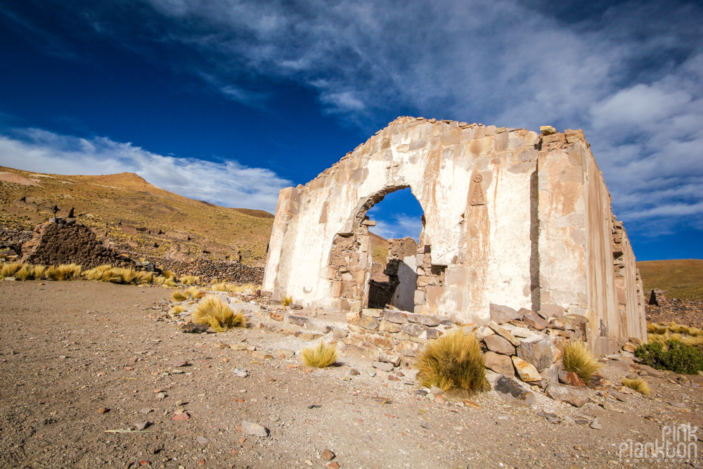 ruins of abandoned ghost town Pueblo Fantasma in Bolivia