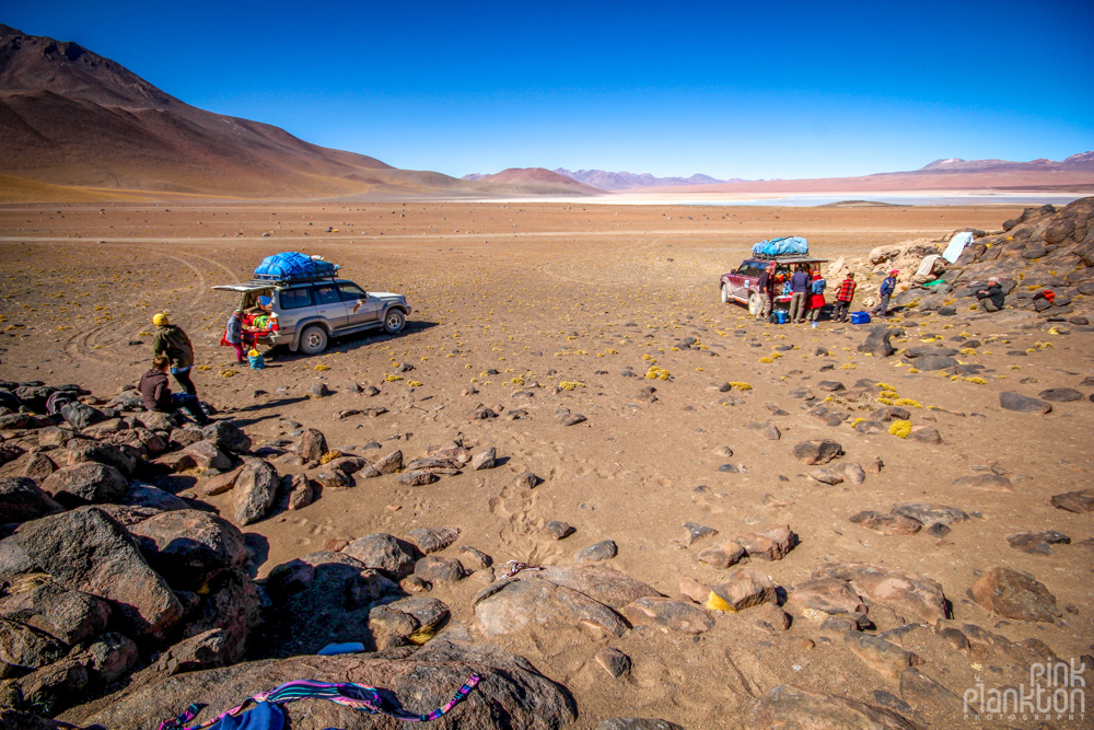 2 jeeps in Bolivia's desert