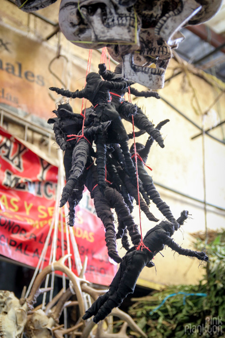 voodoo dolls in Mercado Sonara Witch Market in Mexico City