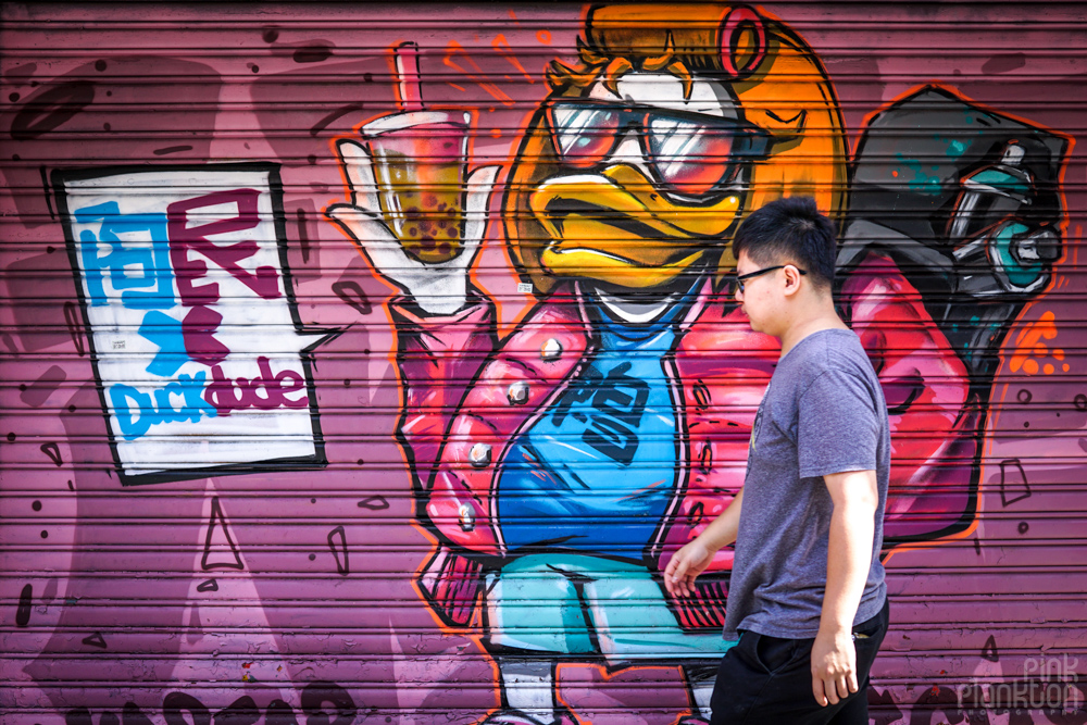 street art duck dude mural in Ximending, Taipei, Taiwan