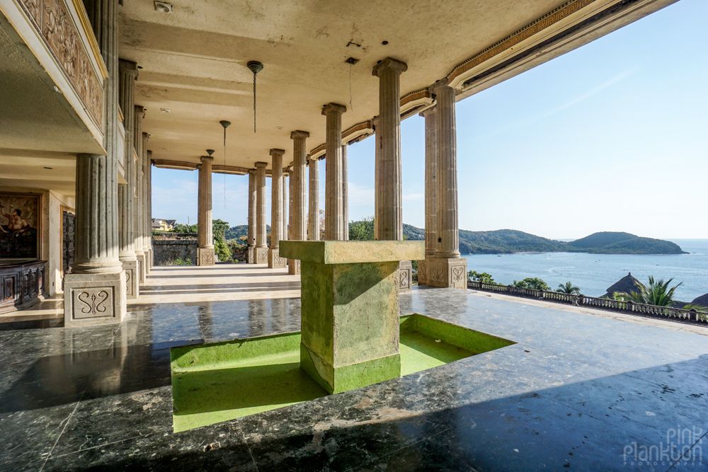 columns and ocean view from inside the abandoned Parthenon of El Negro
