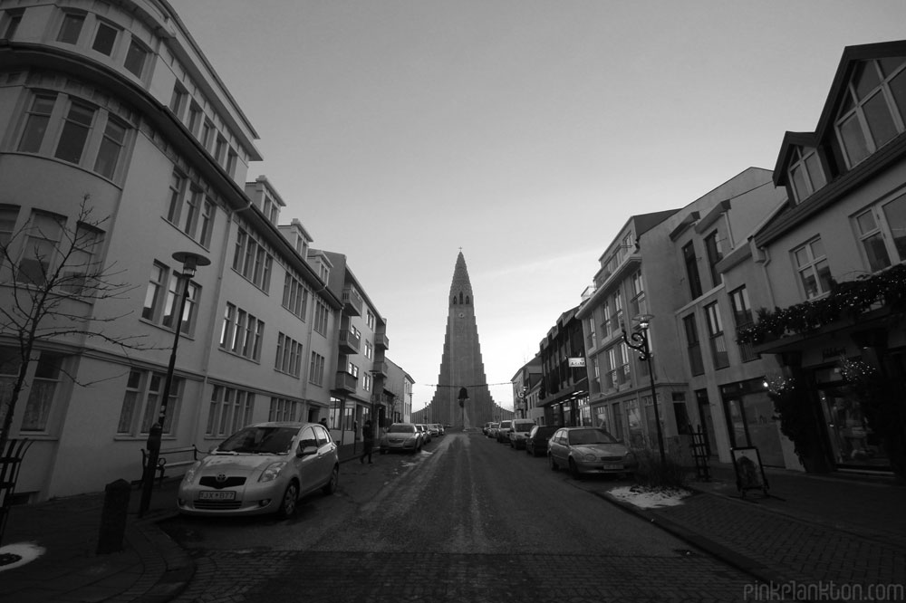 church and street in Reykjavik