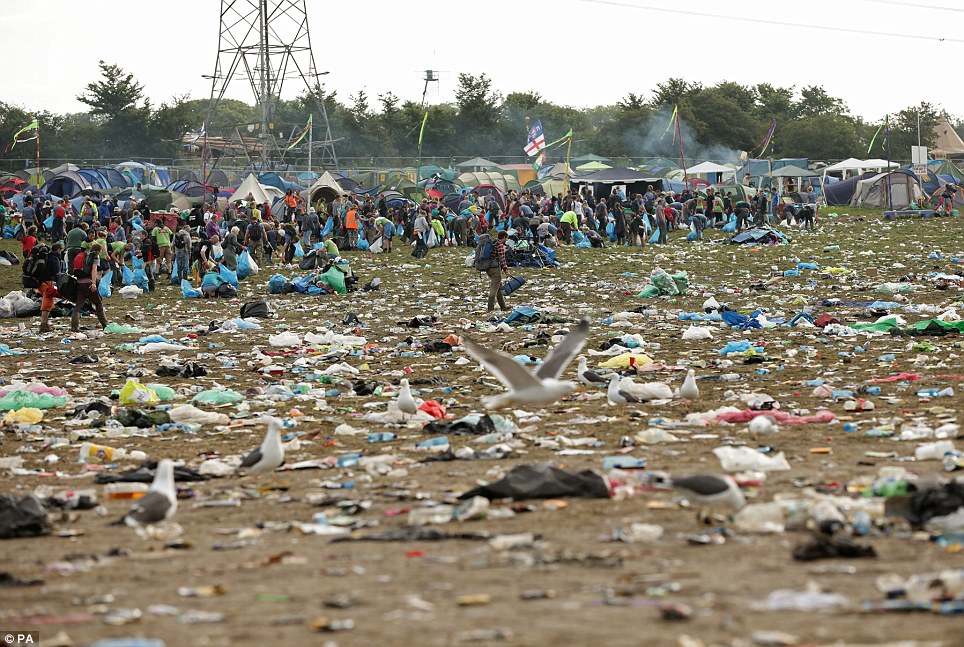 garbage at Glastonbury