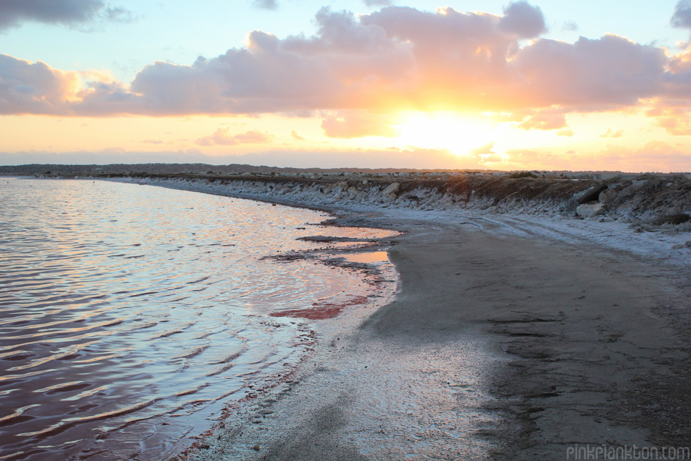 sunset at Pink Lake in Western Australia