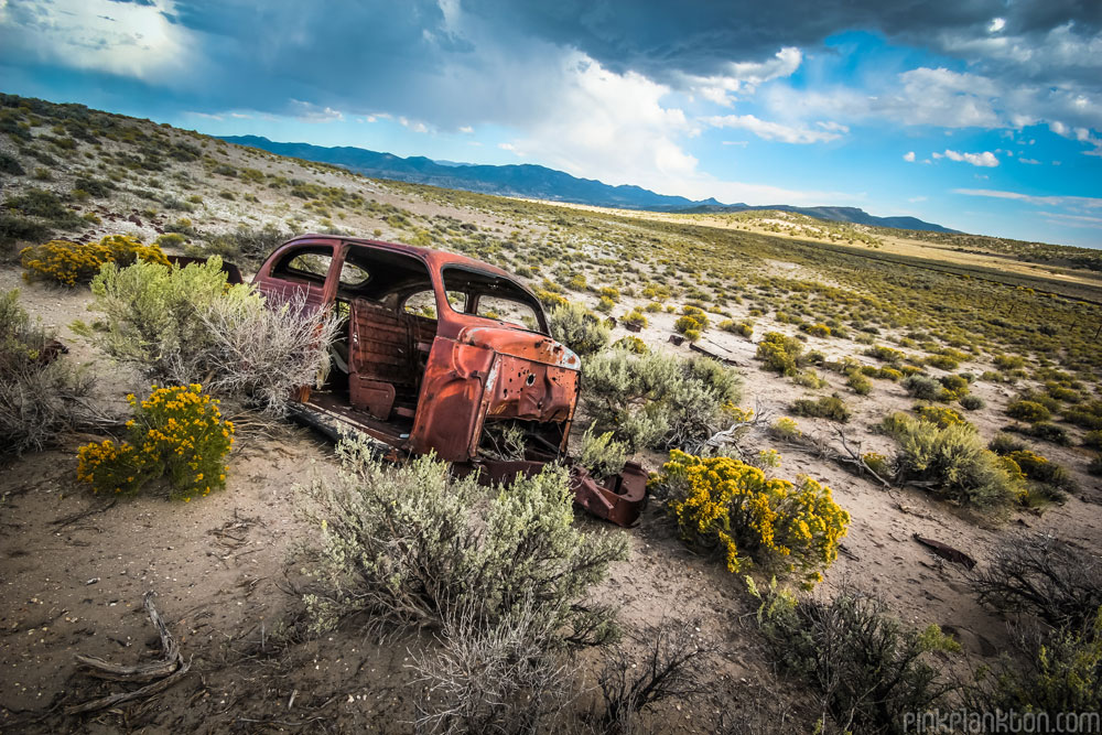 abandoned car in desert in Nevada