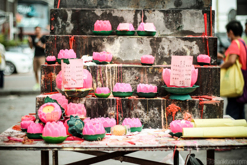 Chinese new year candles in temple