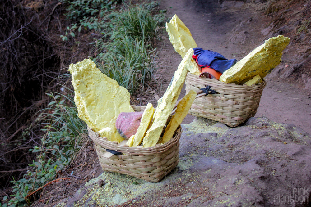 sulfer miner's basket at Kawah Ijen