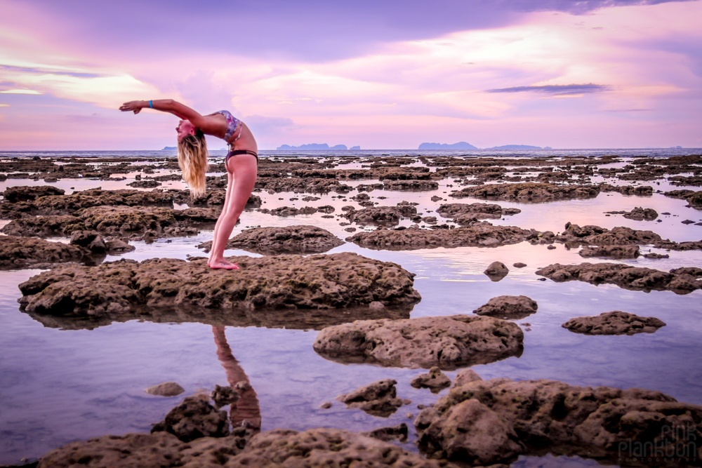 doing yoga on beach in Koh Lanta Thailand Yogalife retreatsa