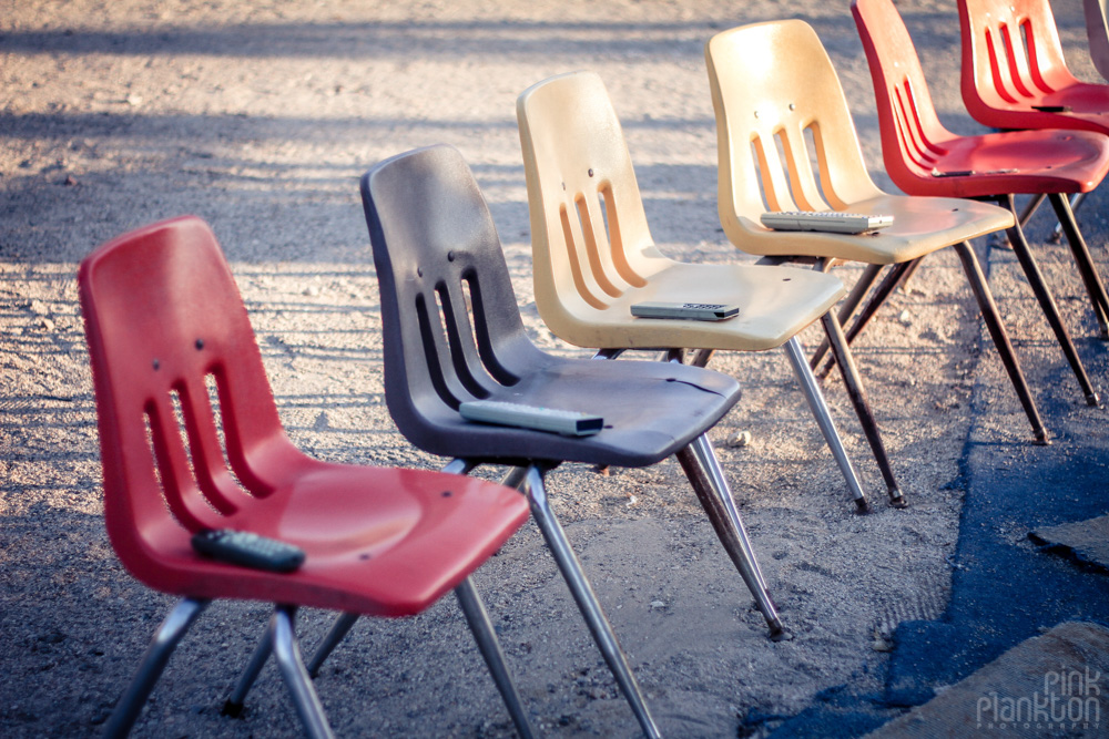 Slab City East Jesus TV wall chairs