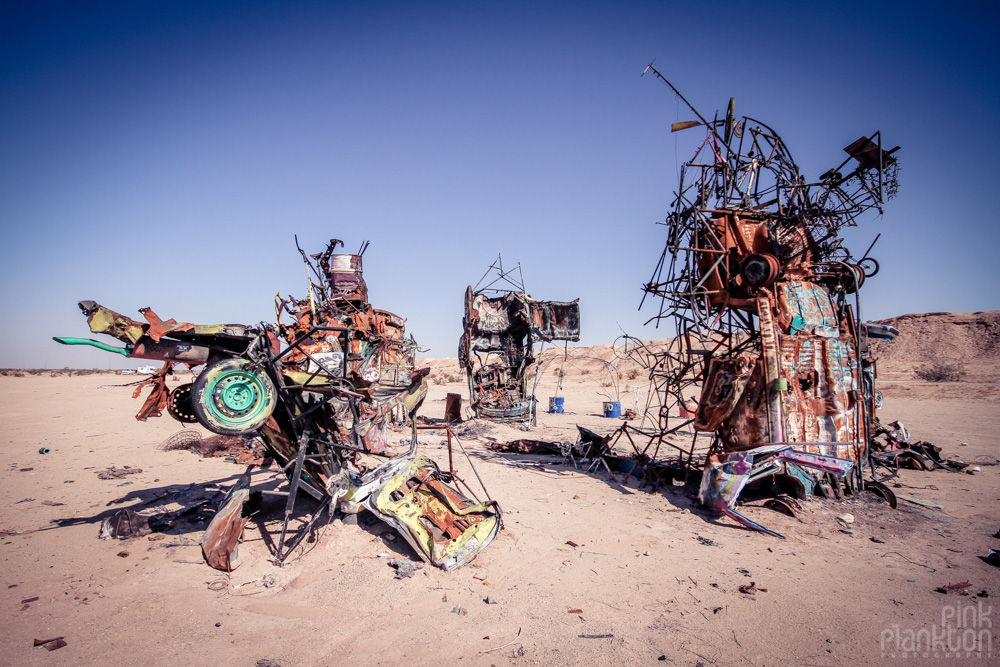 Slab City car art sculptures