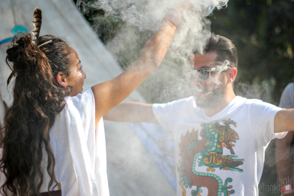 Festival Ometeotl women sage smudging man