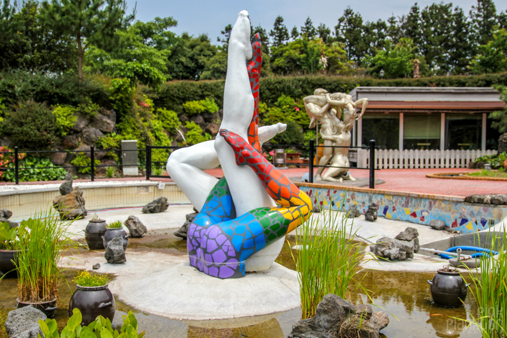 pond with naked legs at Love Land in South Korea
