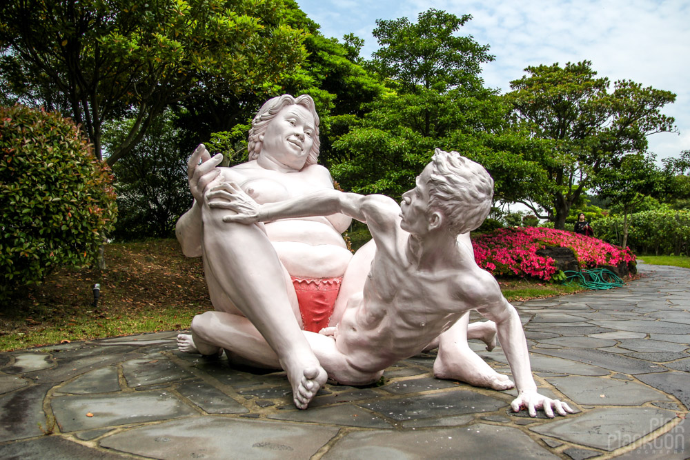 statue of female dominance at Love Land in South Korea