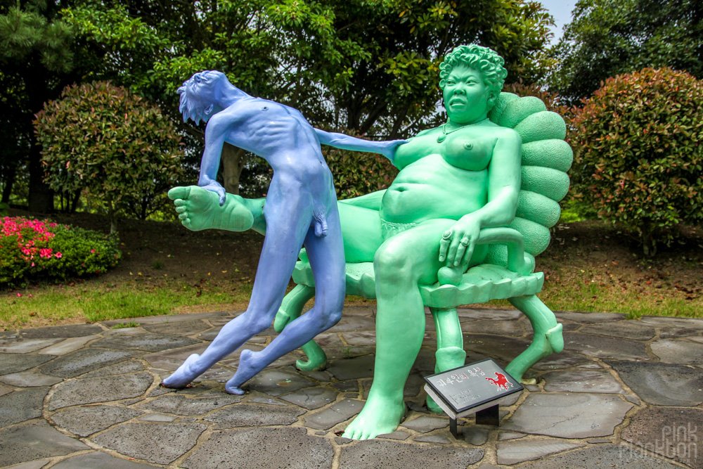 statue of female dominance at Love Land in South Korea