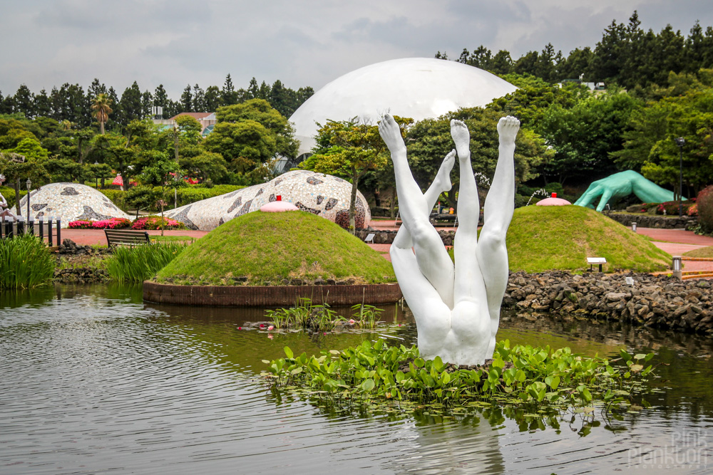 pond with naked legs at Love Land in South Korea