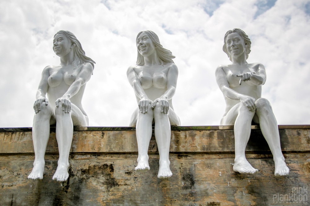 three naked girl statues at Love Land in South Korea