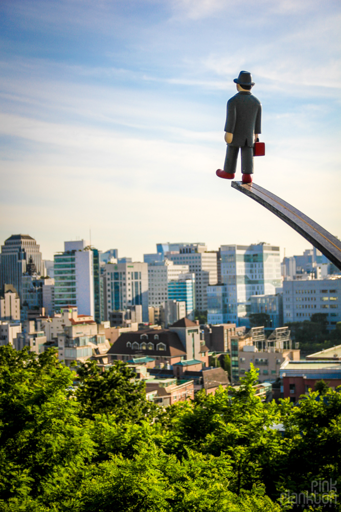 sculpture of man in Mullae Art Village (Mullaedong) in Seoul, South Korea