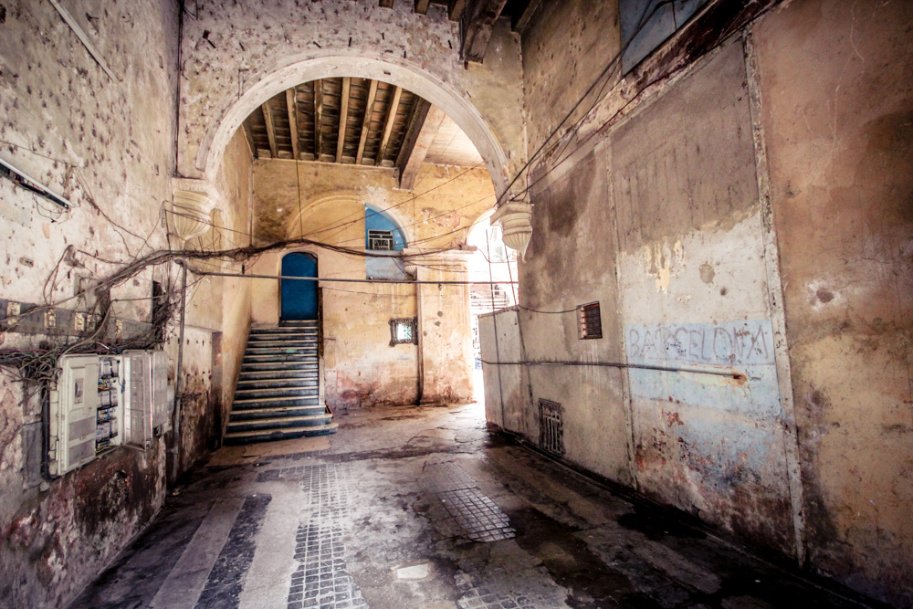 inside grungy building in Havana Cuba