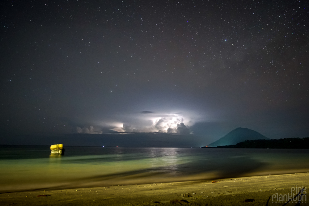 stars and thunderstorm on Bunaken Island, Sulawesii