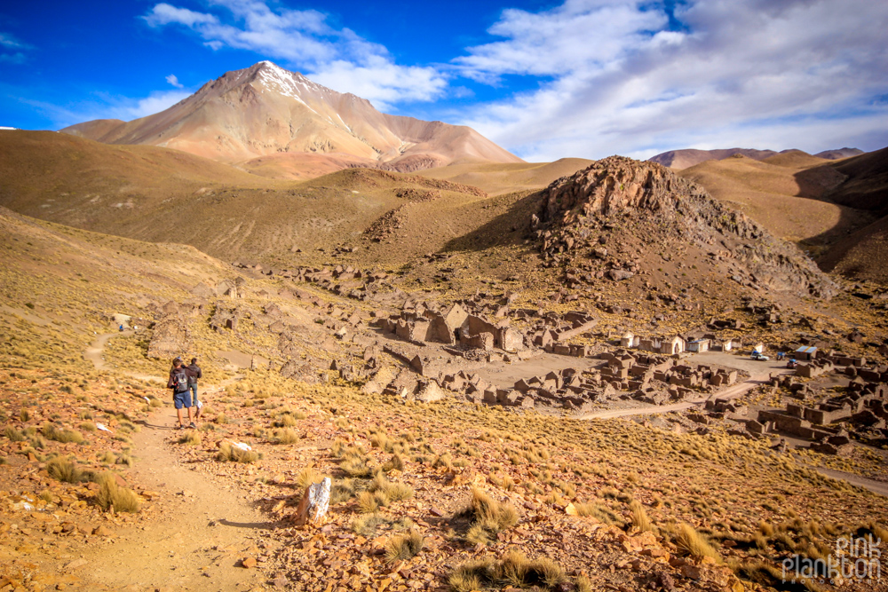 mountains and ruins of an abandoned ghost town Pueblo Fantasma in Bolivia