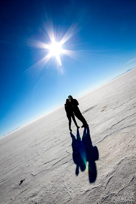 shadows and sun on Bolivia's Salar de Uyuni