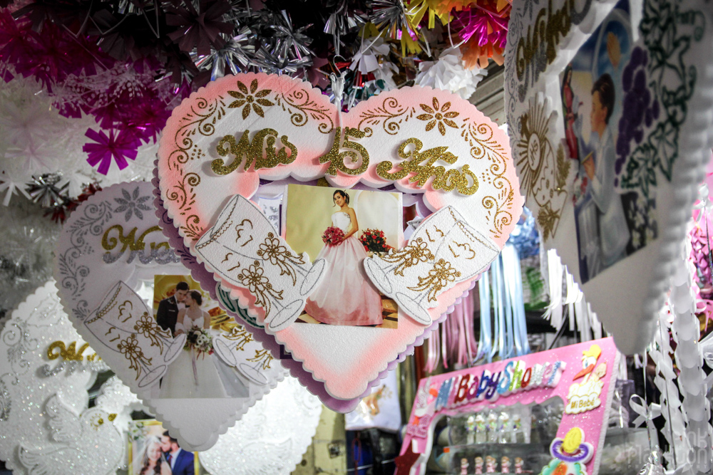 party decorations in Mexico City's Mercado de Flores Merced