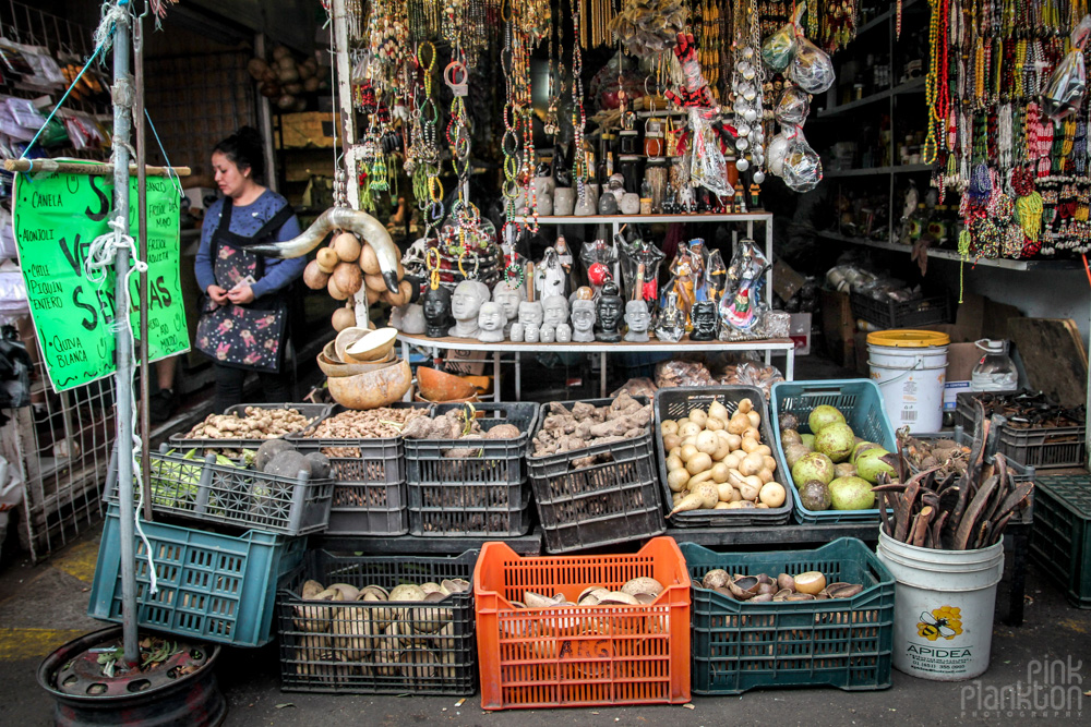 aisle of Mercado Sonara Witch Market in Mexico City