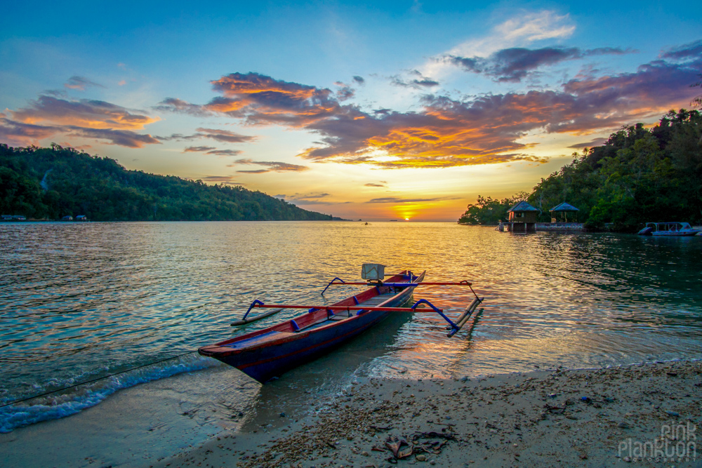 sunset at Fadhila Cottages in the Togean Islands