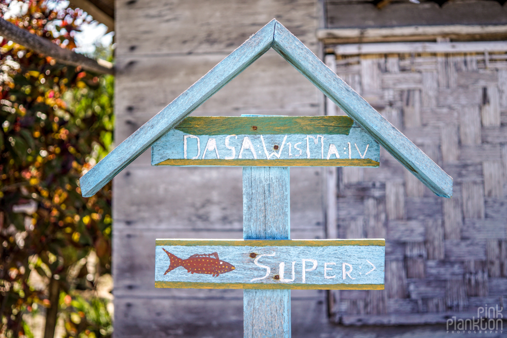 house sign in Malenge Village of the Togean Islands