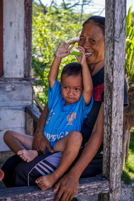 mom and kid in Malenge Village of the Togean Islands