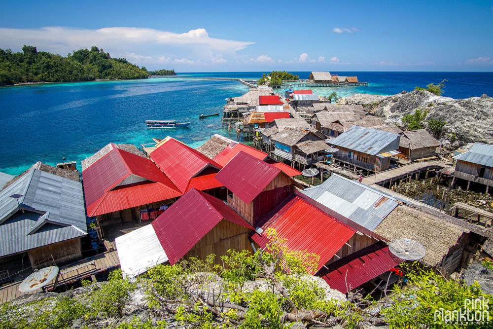 lookout of floating village on Pulau Papan in the Togean Islands