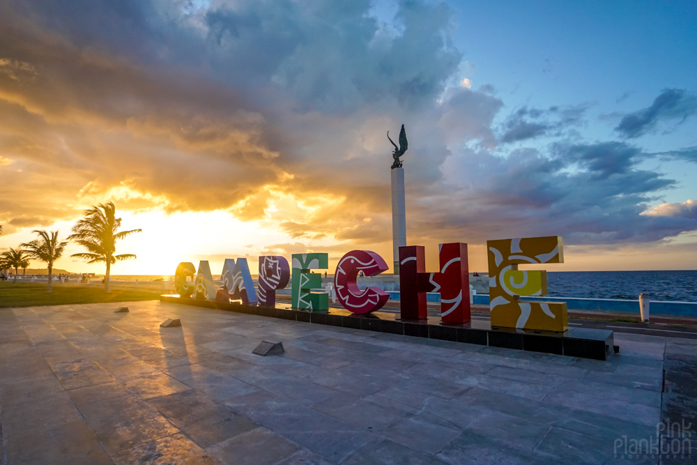 Campeche sign on the malecon