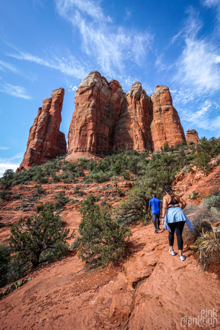 people hiking Cathedral Rock in Sedona