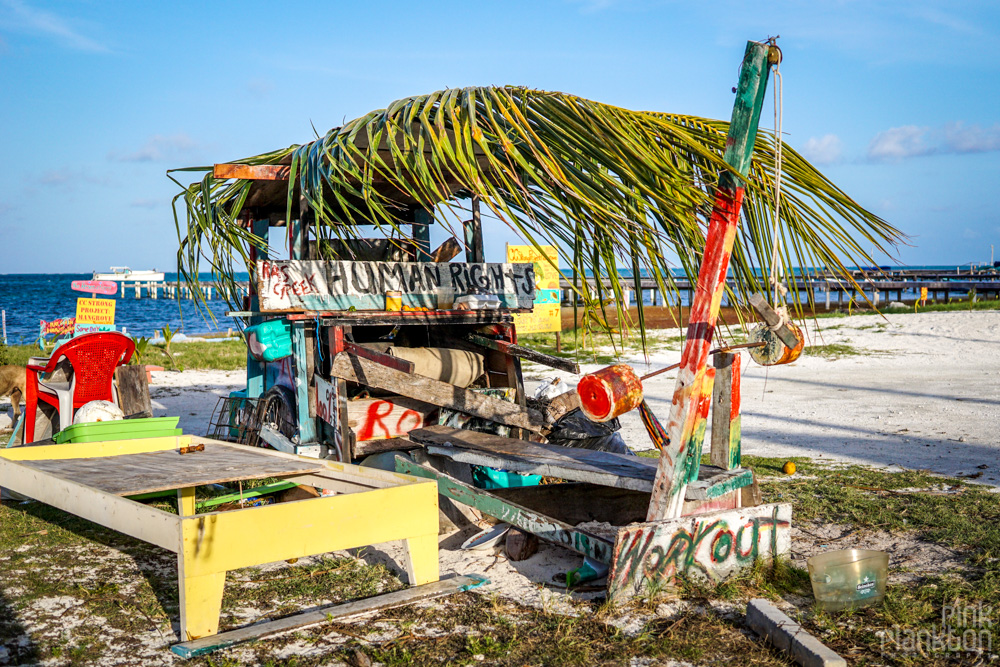 interesting wooden chair on Caye Caulker