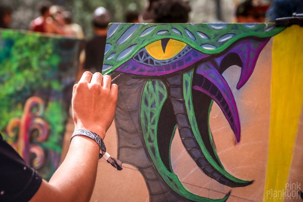 closeup of painting at Festival Psycristrance