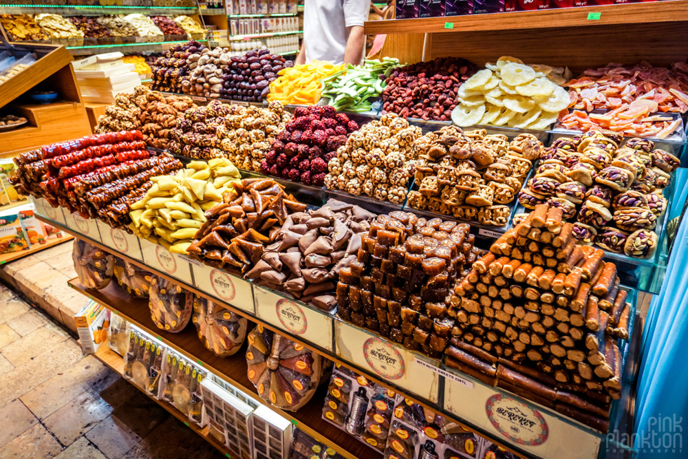 Turkish snacks and dried fruit at Istanbul's Spice Bazaar