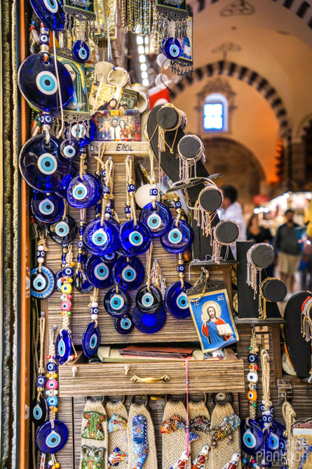 Blue eye nazar boncugu amulets at the Istanbul Spice Bazaar