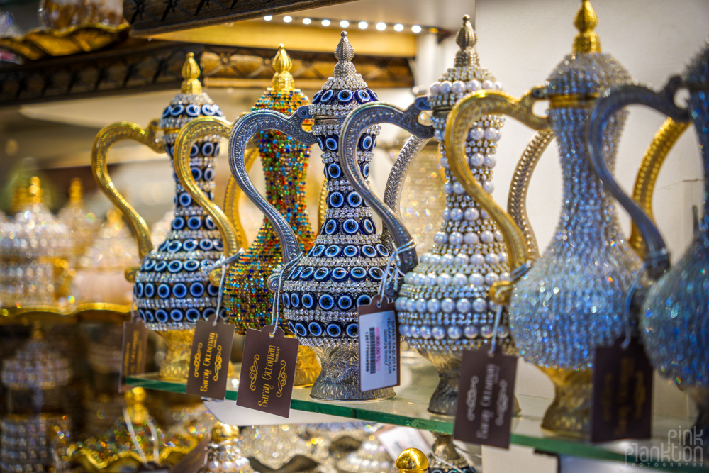 close up of souvenir lamps in Istanbul's Spice Bazaar