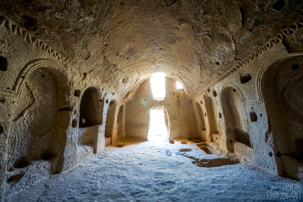 Cave houses at Zelve Open Air Museum in Cappadocia, Turkey