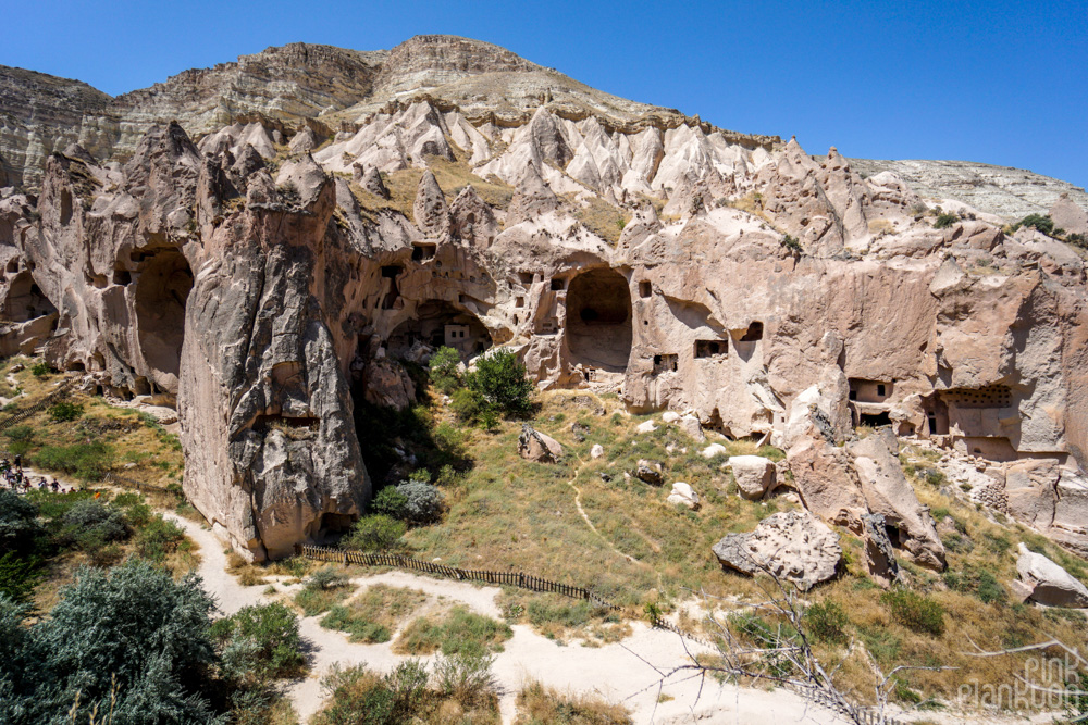 Cave houses at Zelve Open Air Museum in Cappadocia, Turkey