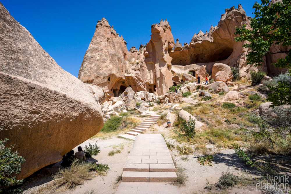 Cave houses at Zelve Open Air Museum in Cappadocia, Turkey