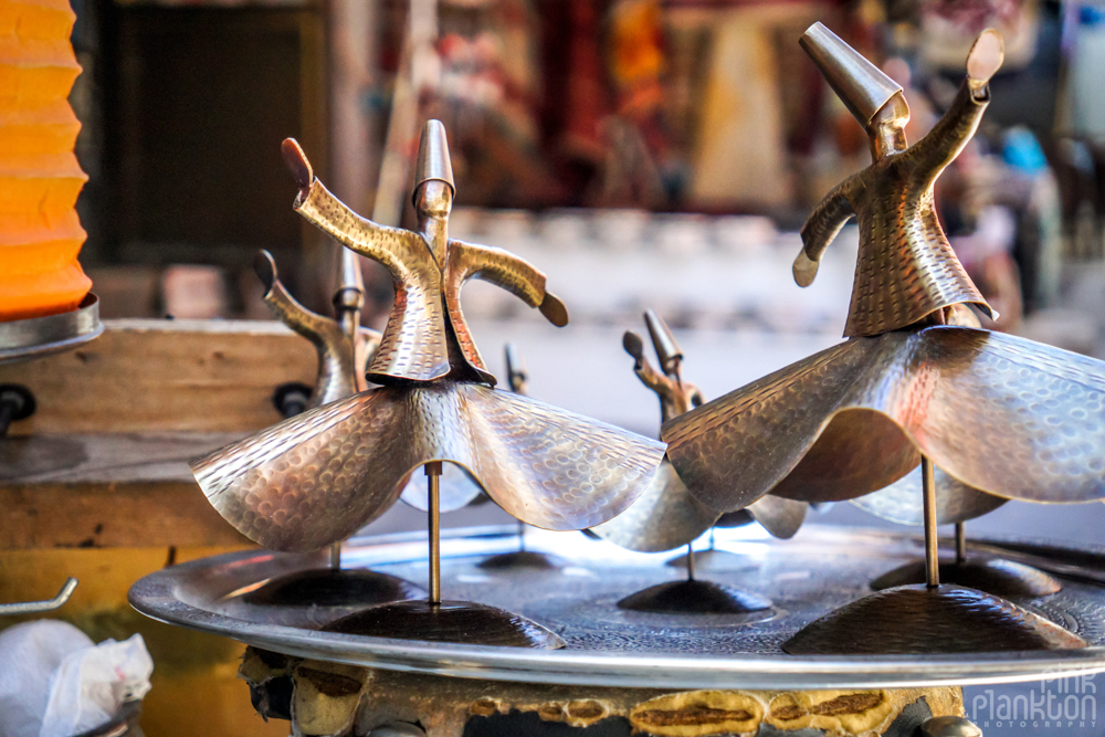 BrassWhirling Dervish Dancer figurines in Istanbul's Grand Bazaar